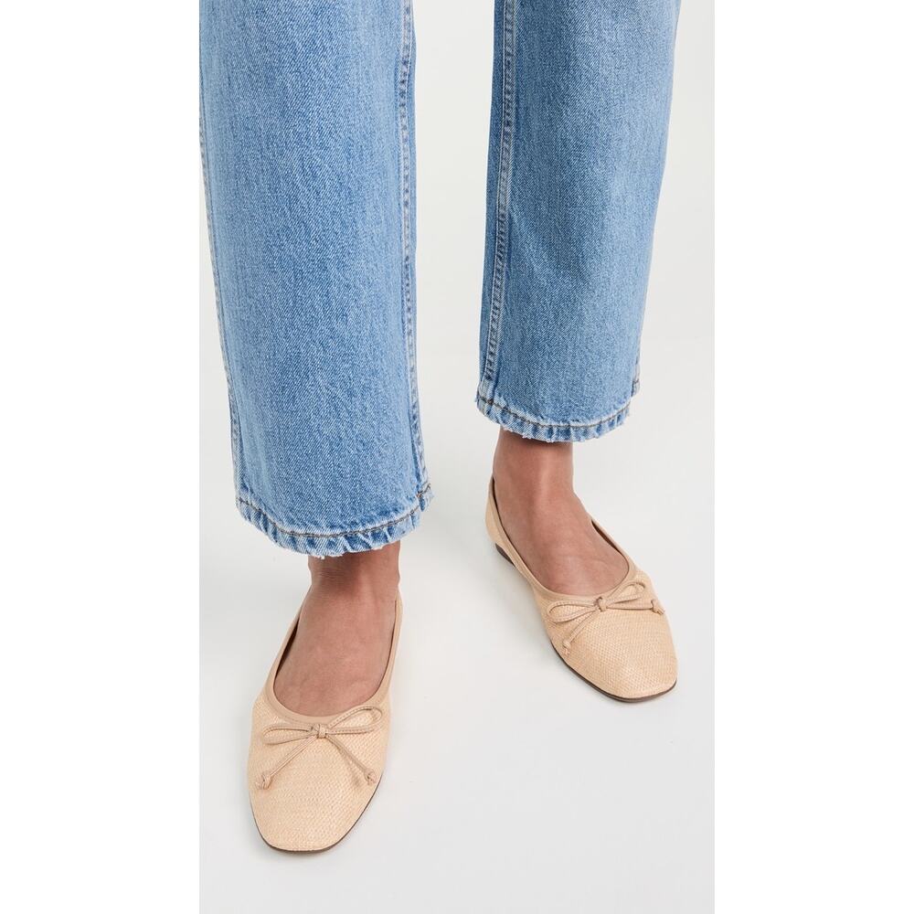 Schutz Women’s Tan Woven Flats with Bow – Size 5.5B – Cottagecore Boho